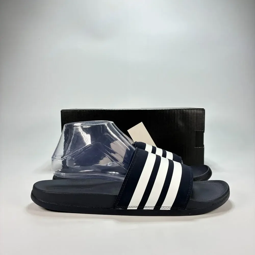 adidas Adilette Legend Black White Comfort Slides Sandals 1955441 Men's Size 12